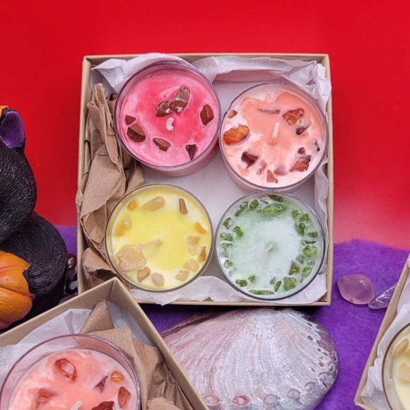 Crystal Infused Tea Light Candle Sets of 4 - Picture 8 of 9